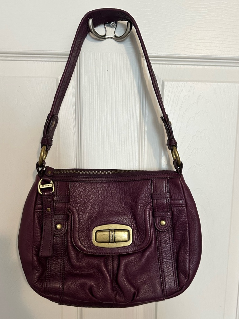 B. Makowsky Plum Leather Shoulder Bag - Women's Handbag